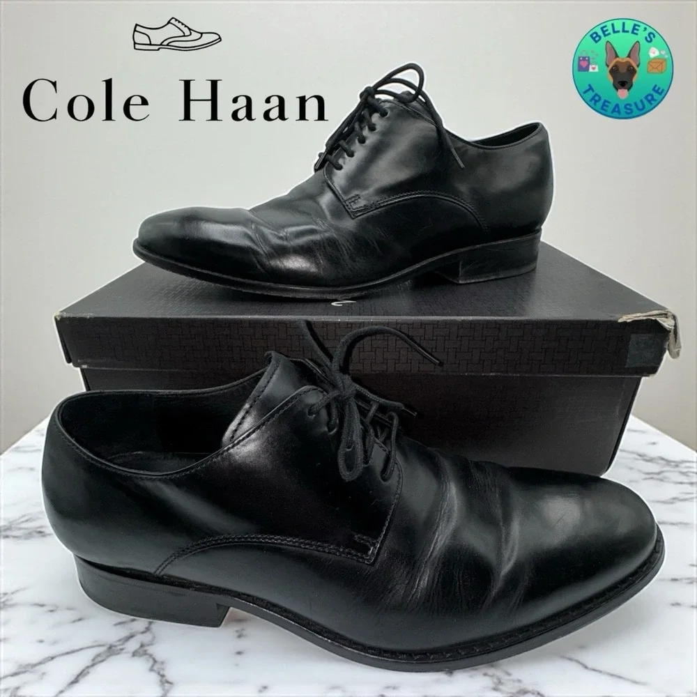 Cole Haan Air Colton Plain Oxford Men 10.5 M Black‎ Leather Dress Shoe C08894